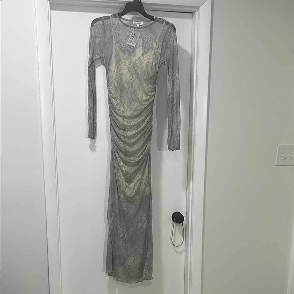 Elegant Gray Sheer Dress